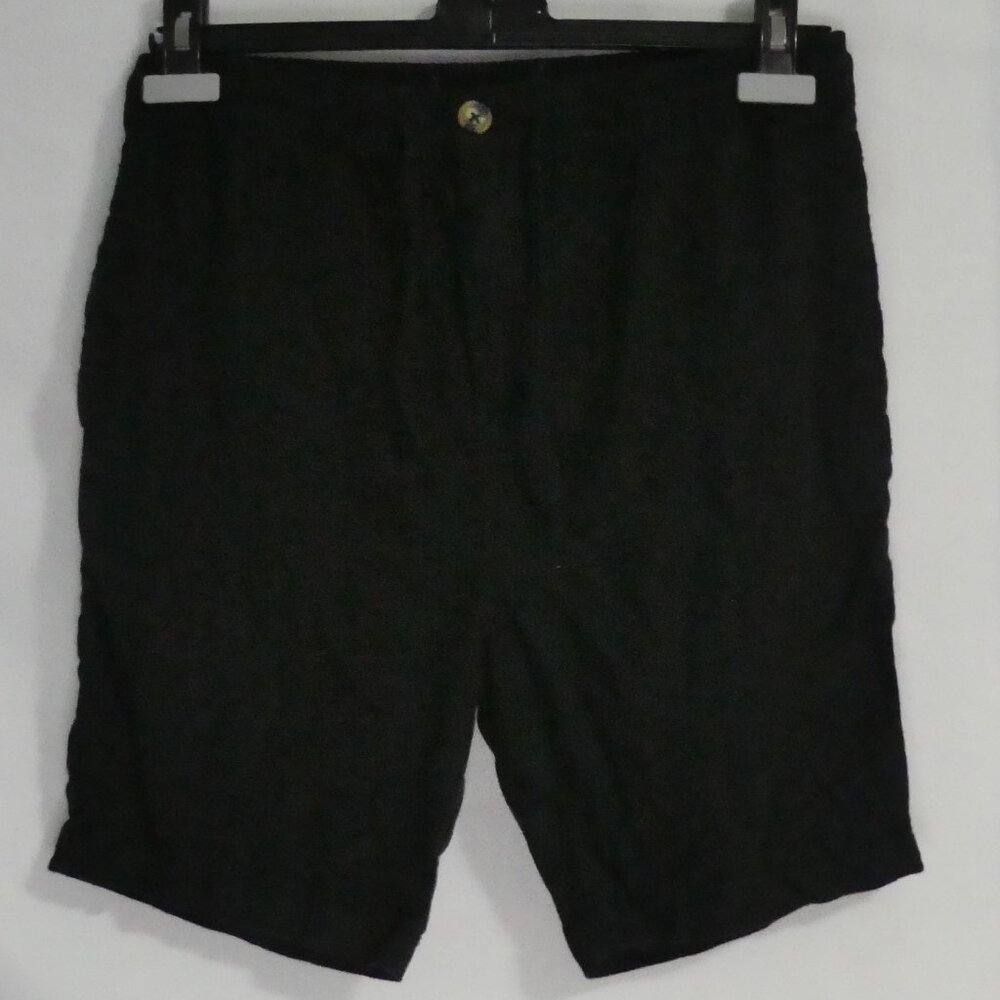 Black Shorts | Stretchy Waist and Drawstring Front | Button and Zip-Up Closure